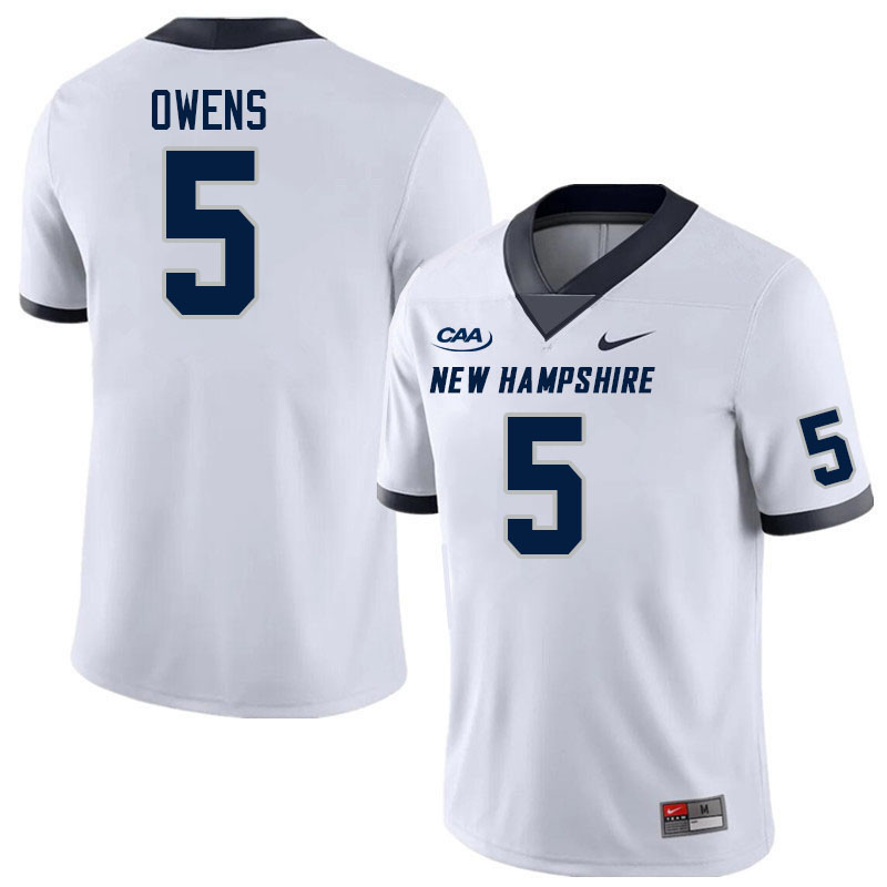 New Hampshire Wildcats #5 Wande Owens College Football Jerseys Stitched Sale-White